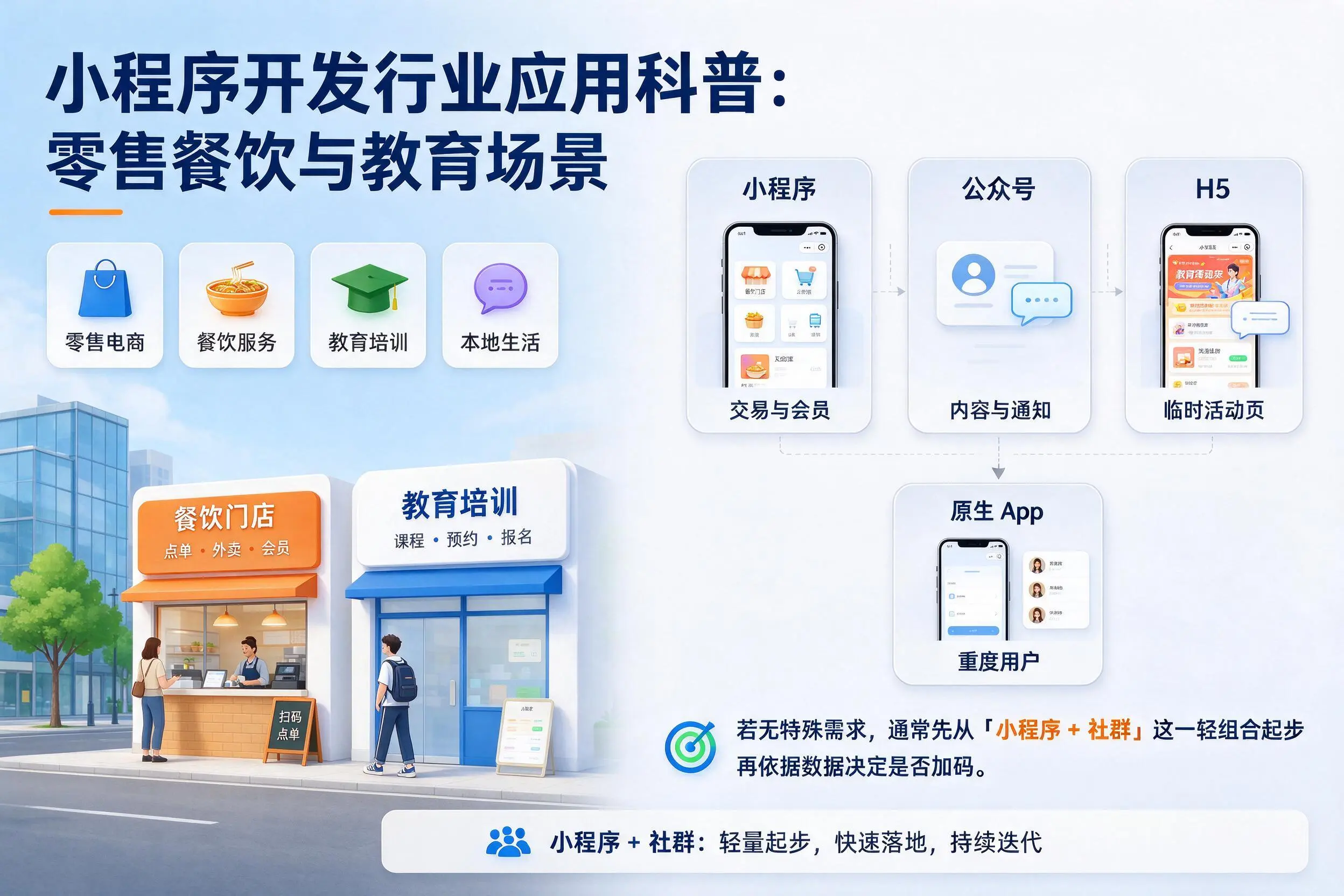 齐齐哈尔小程序开发行业应用科普:零售餐饮与教育场景