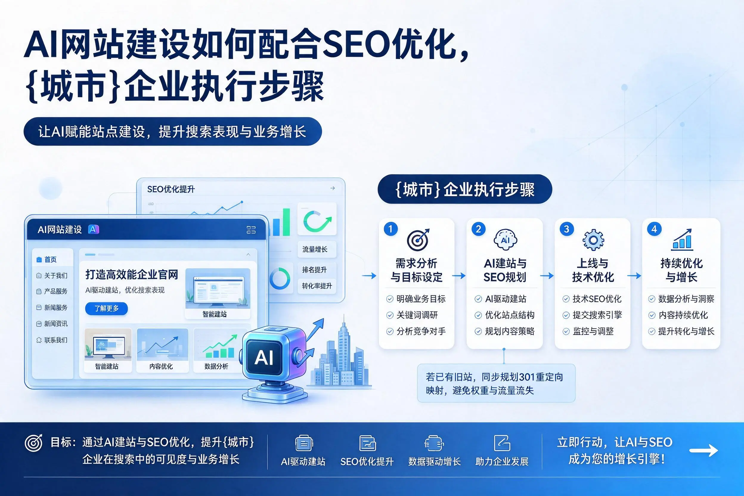 AI网站建设如何配合SEO优化,齐齐哈尔企业执行步骤