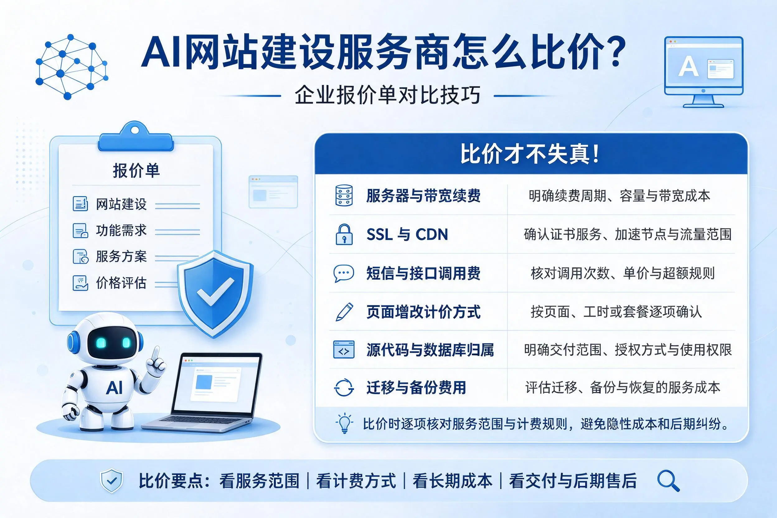 AI网站建设服务商怎么比价？齐齐哈尔企业报价单对比技巧